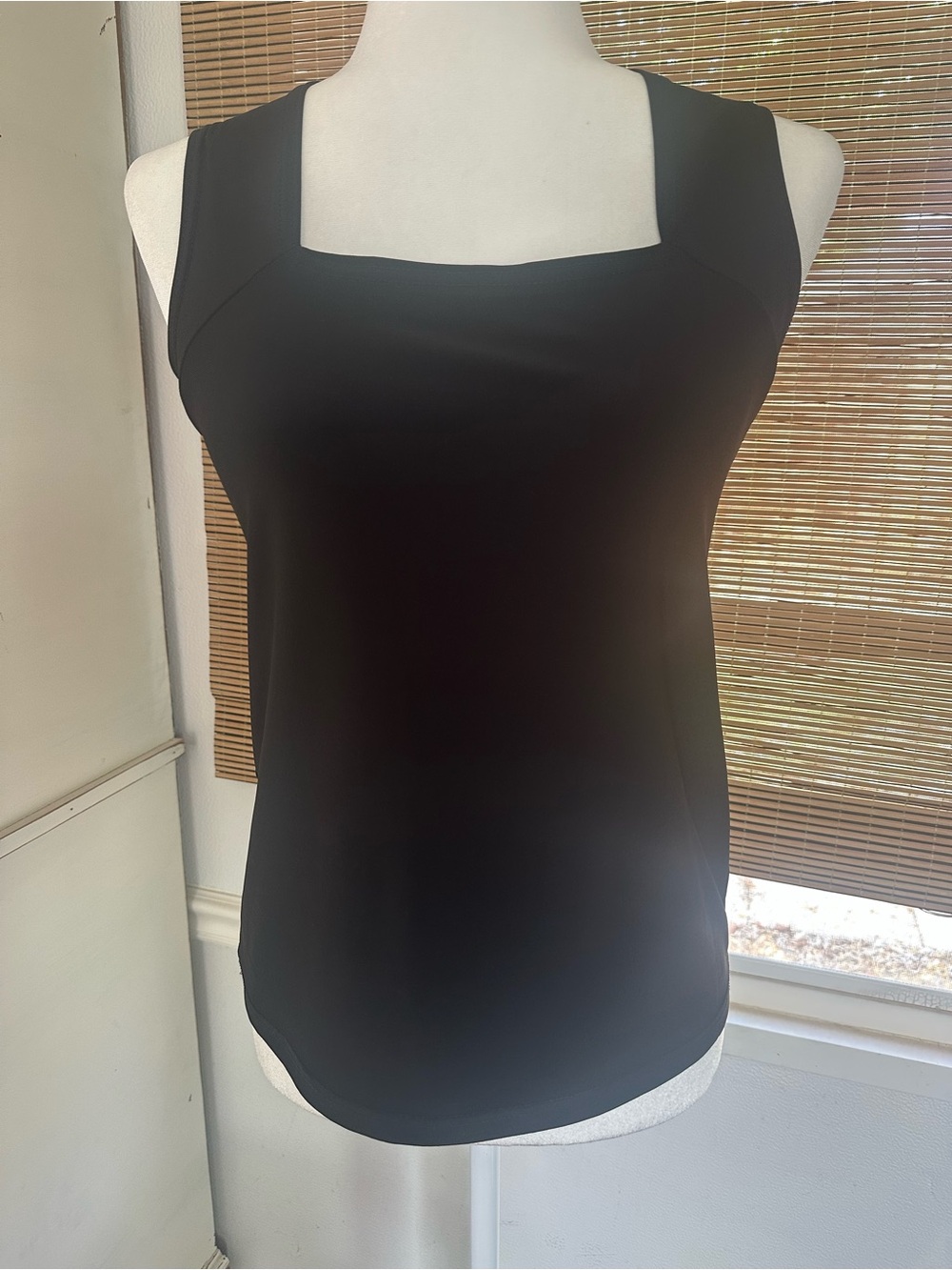 Women's Black Square-Neck Tank Top